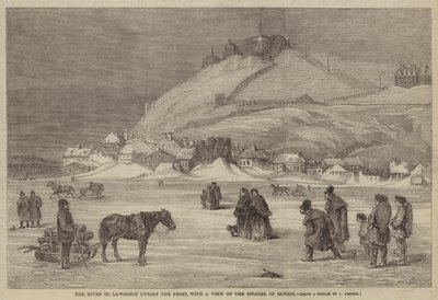 Le fleuve Saint-Laurent pendant le gel, avec une vue de la citadelle de Québec - James Archer